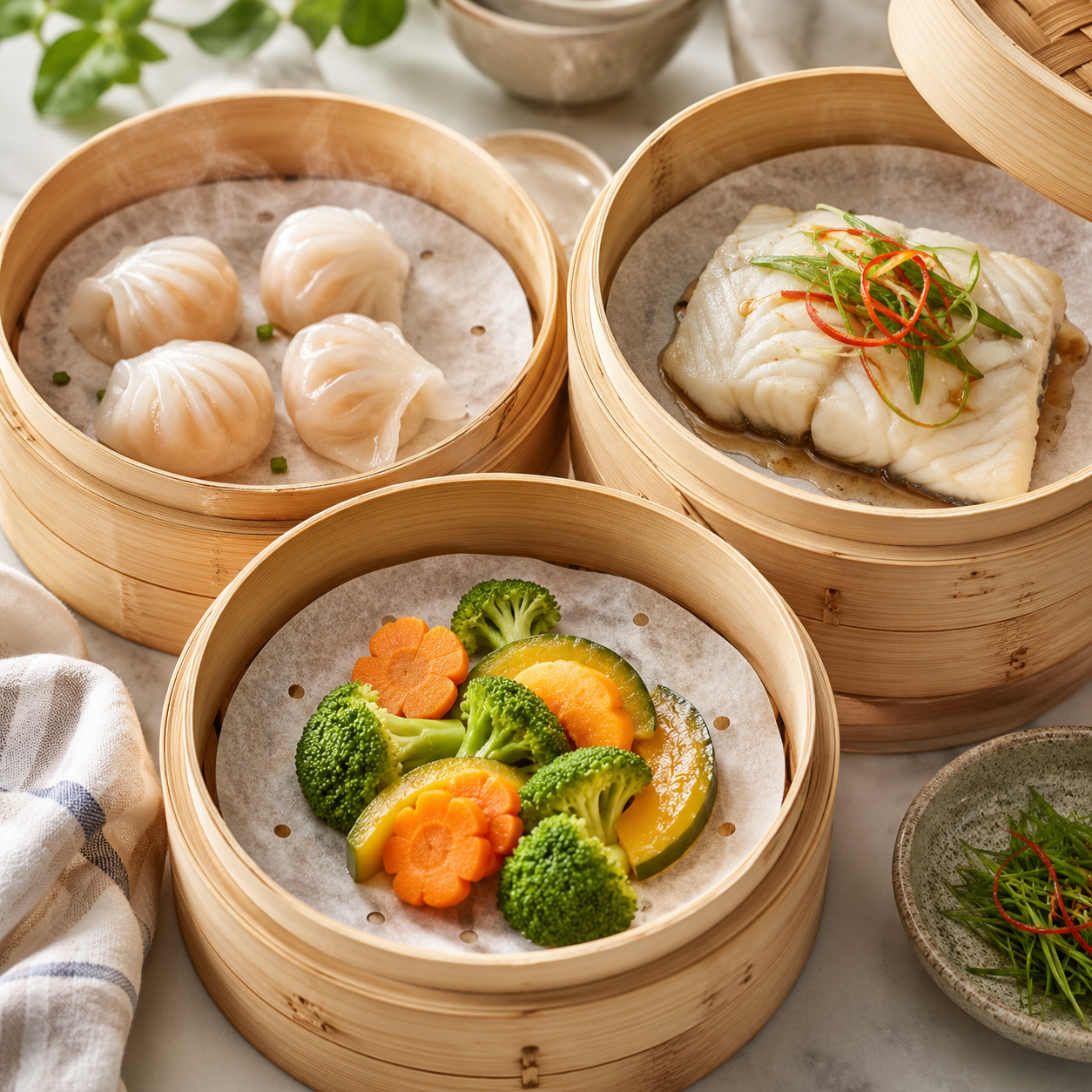 Parchment Paper For Steaming: Dim Sum, Fish And Vegetables